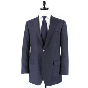Hickey Freeman USA Beacon Sportcoat 42L Gray Blue Grid Check Pattern Blazer